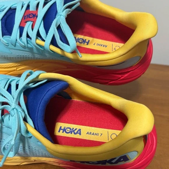 Hoka Athletic Shoes in Blue, Yellow, and Pink - Picture 6 of 8